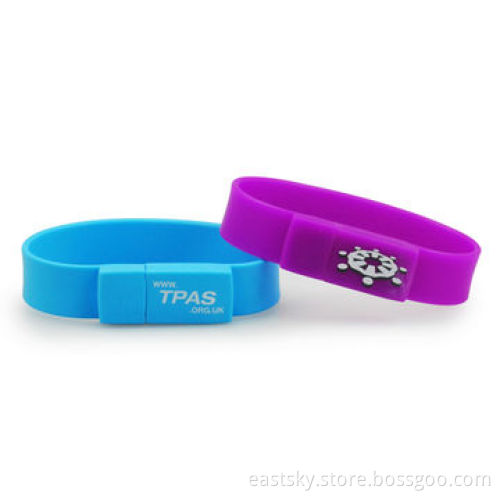 Silicone bracelet USB flash drive, 64MB to 32GB flash memory capacity, data retention over 10 years